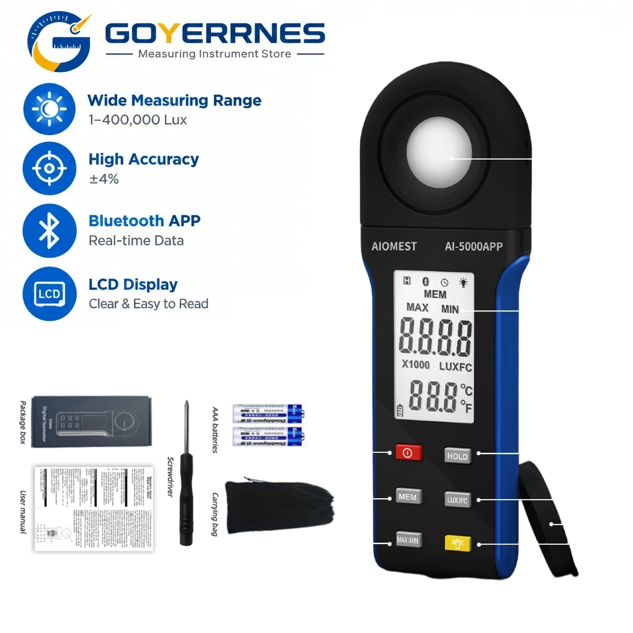 Digital Lux Meter 1-400000Lux  - Photography Lighting Meter ulasan dan harga